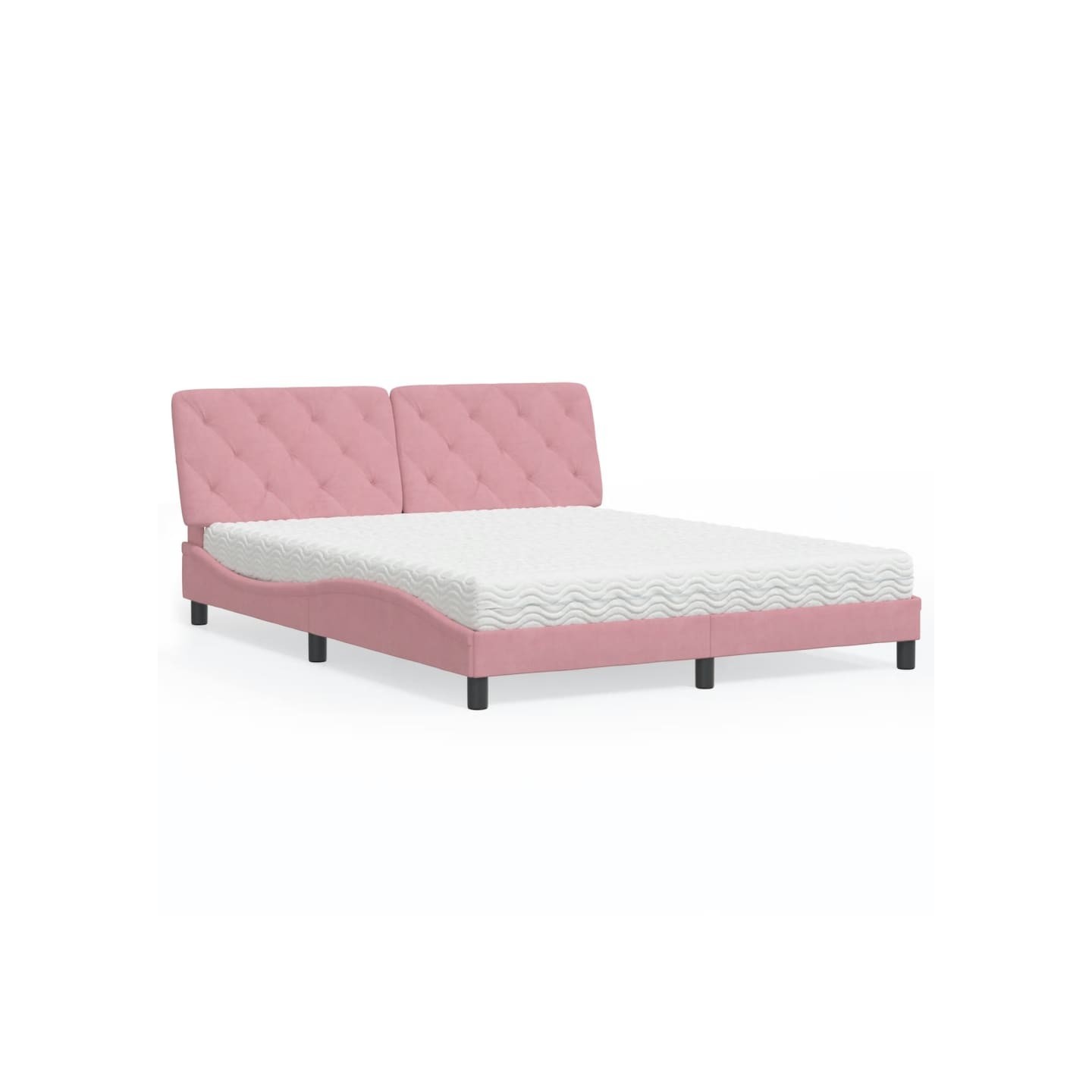 Lit avec matelas rose 160x200 cm velours