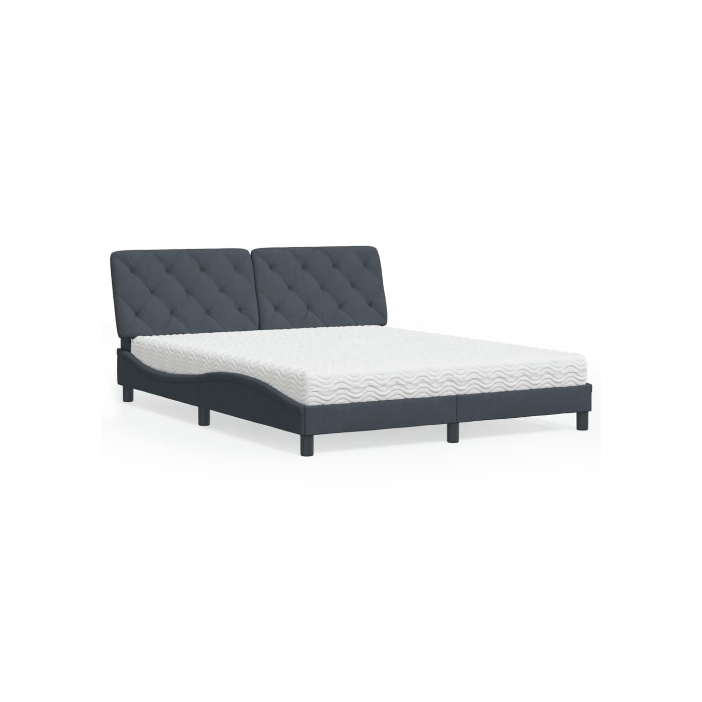 Lit avec matelas gris foncé 160x200 cm velours