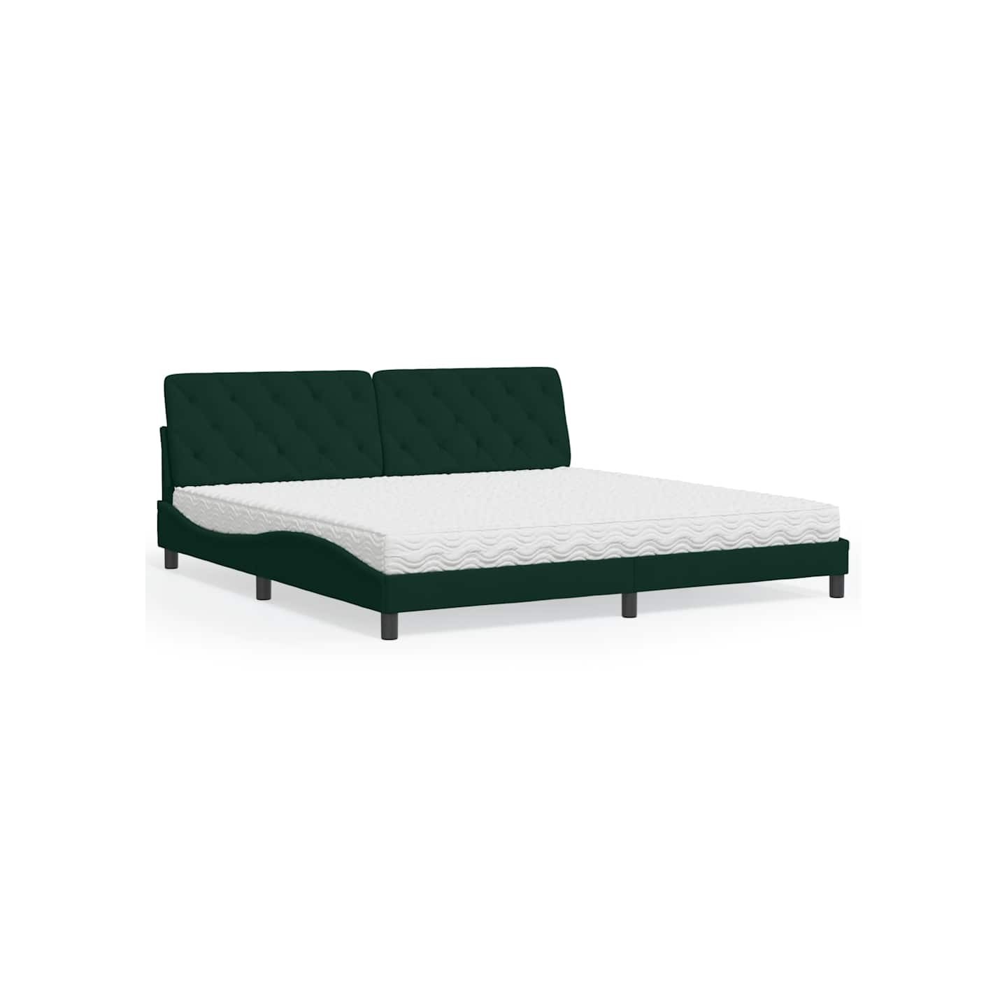 Lit avec matelas vert foncé 200x200 cm velours