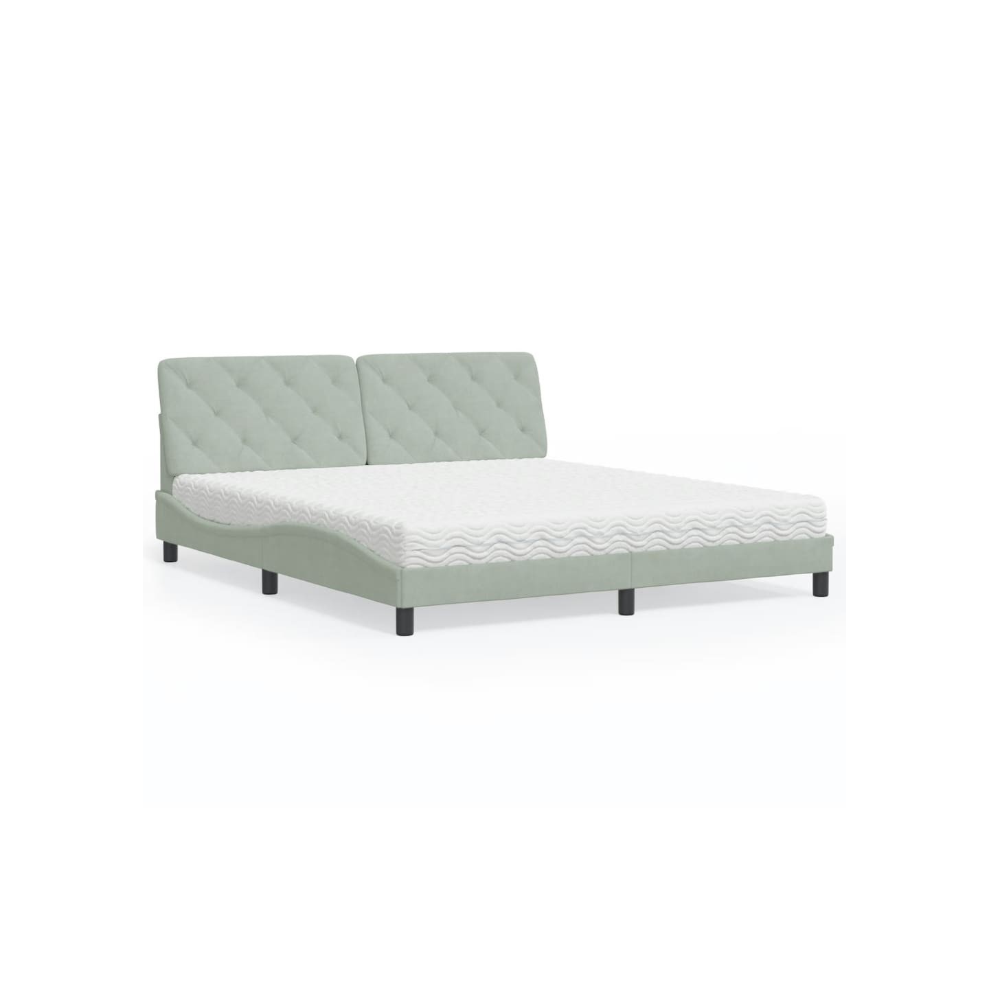Lit avec matelas gris clair 180x200 cm velours