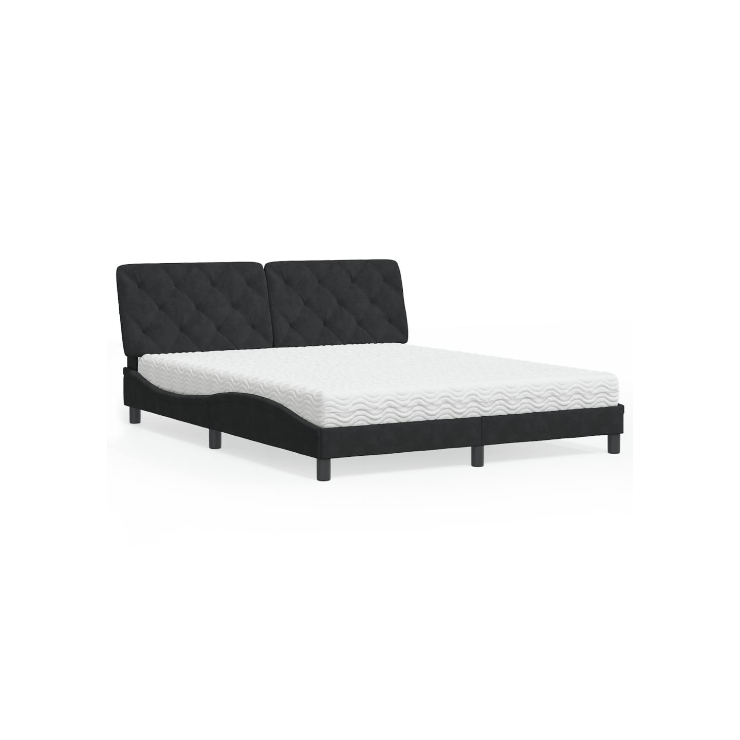 Lit avec matelas noir 160x200 cm velours
