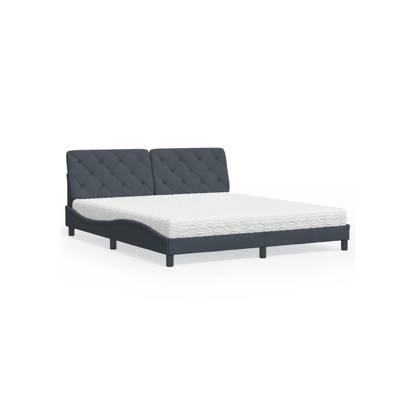 Lit avec matelas gris foncé 180x200 cm velours