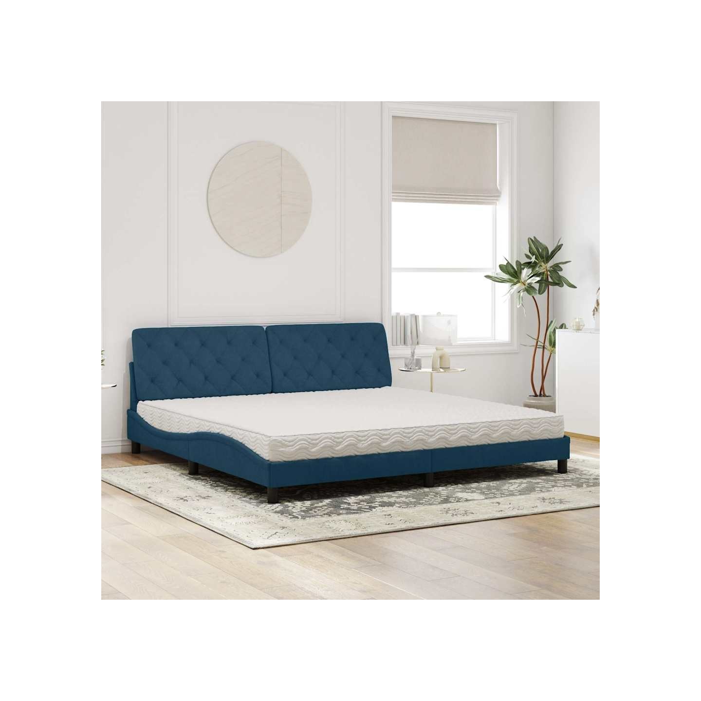 Lit avec matelas bleu 200x200 cm velours