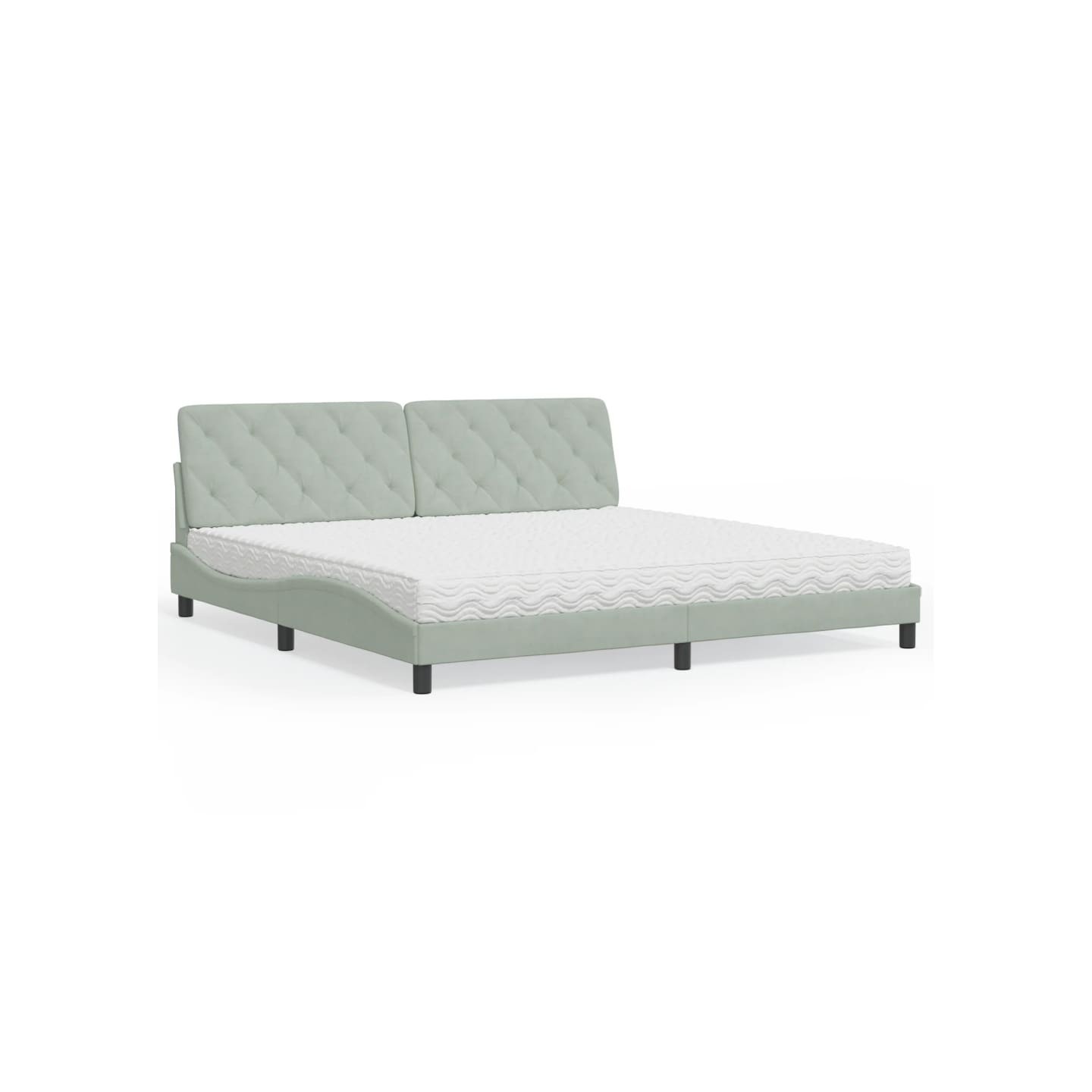 Lit avec matelas gris clair 200x200 cm velours