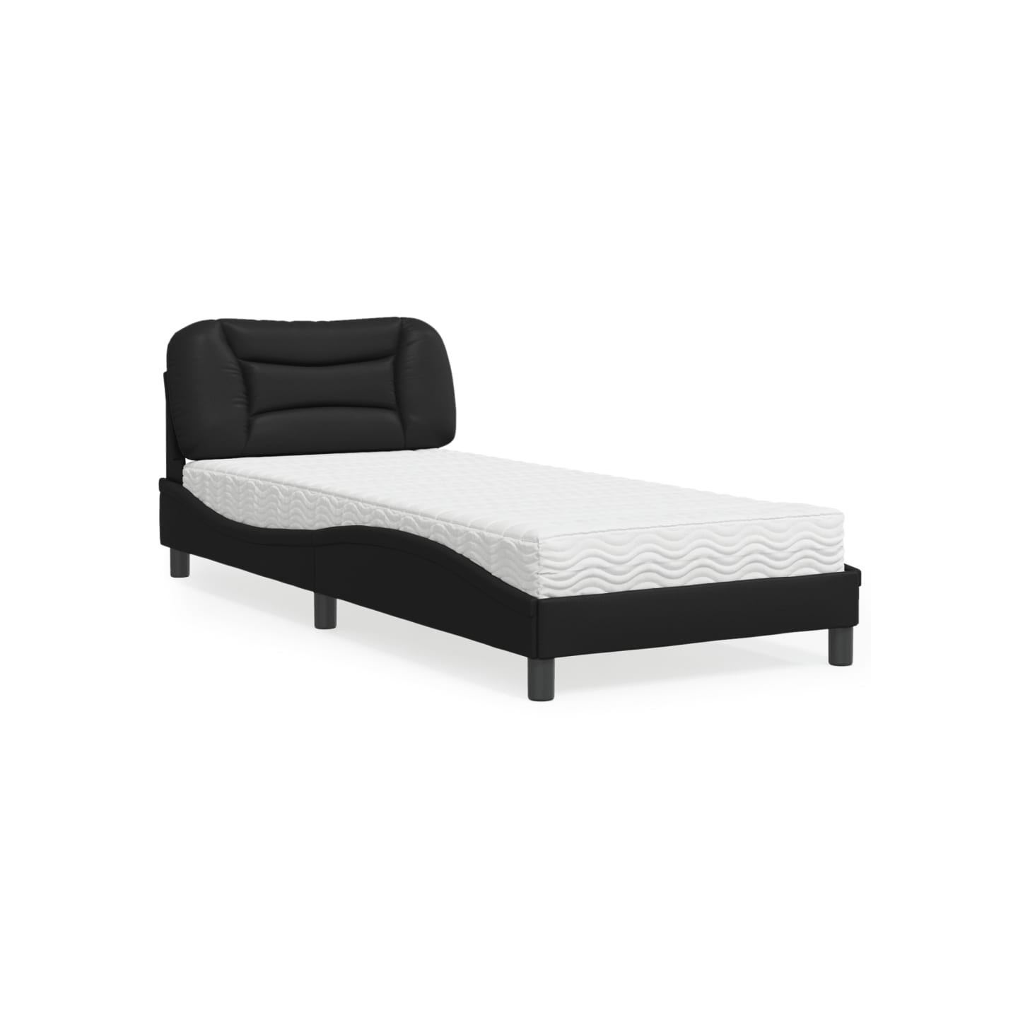 Lit avec matelas Hvar noir 90x190 cm similicuir