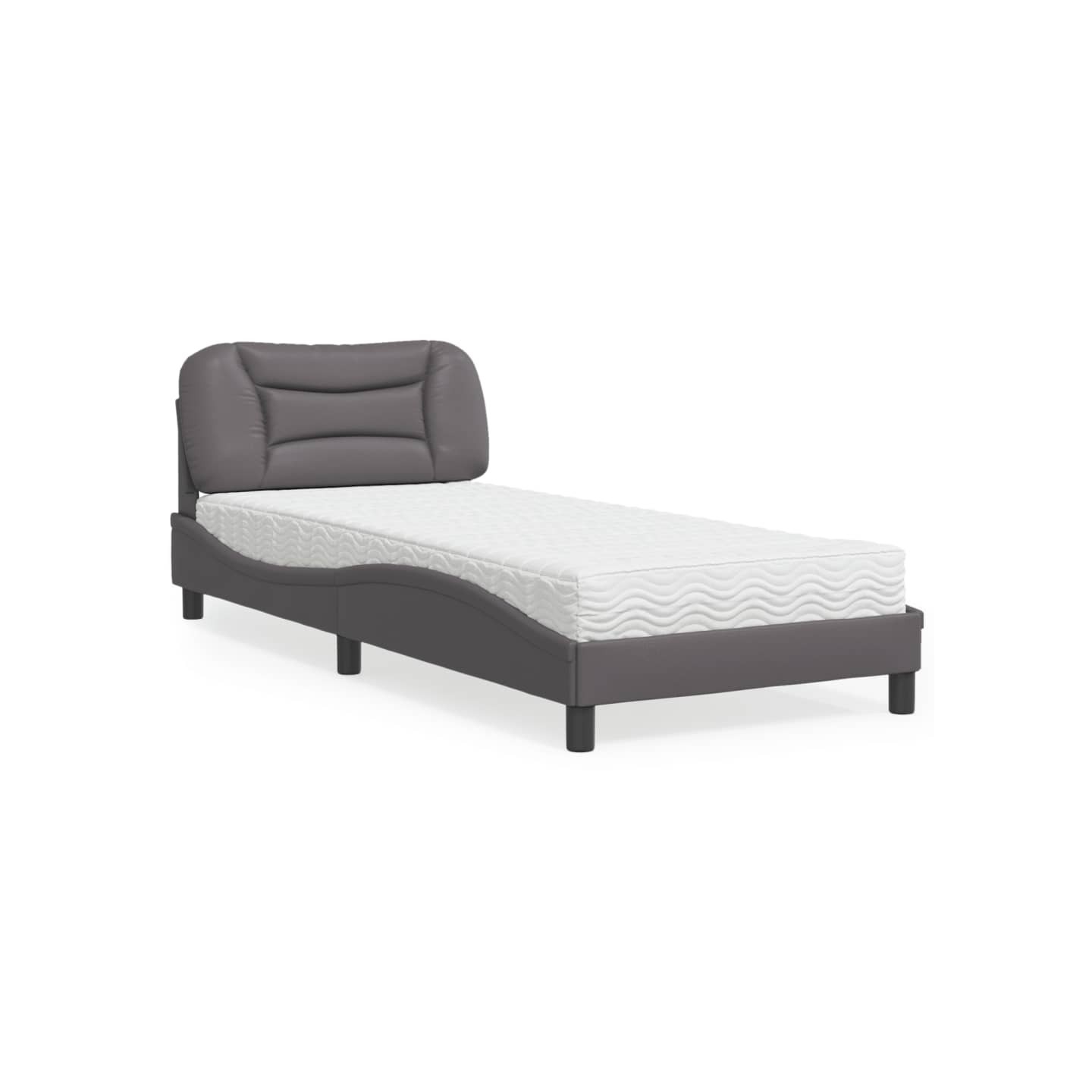 Lit avec matelas Hvar gris 80x200 cm similicuir