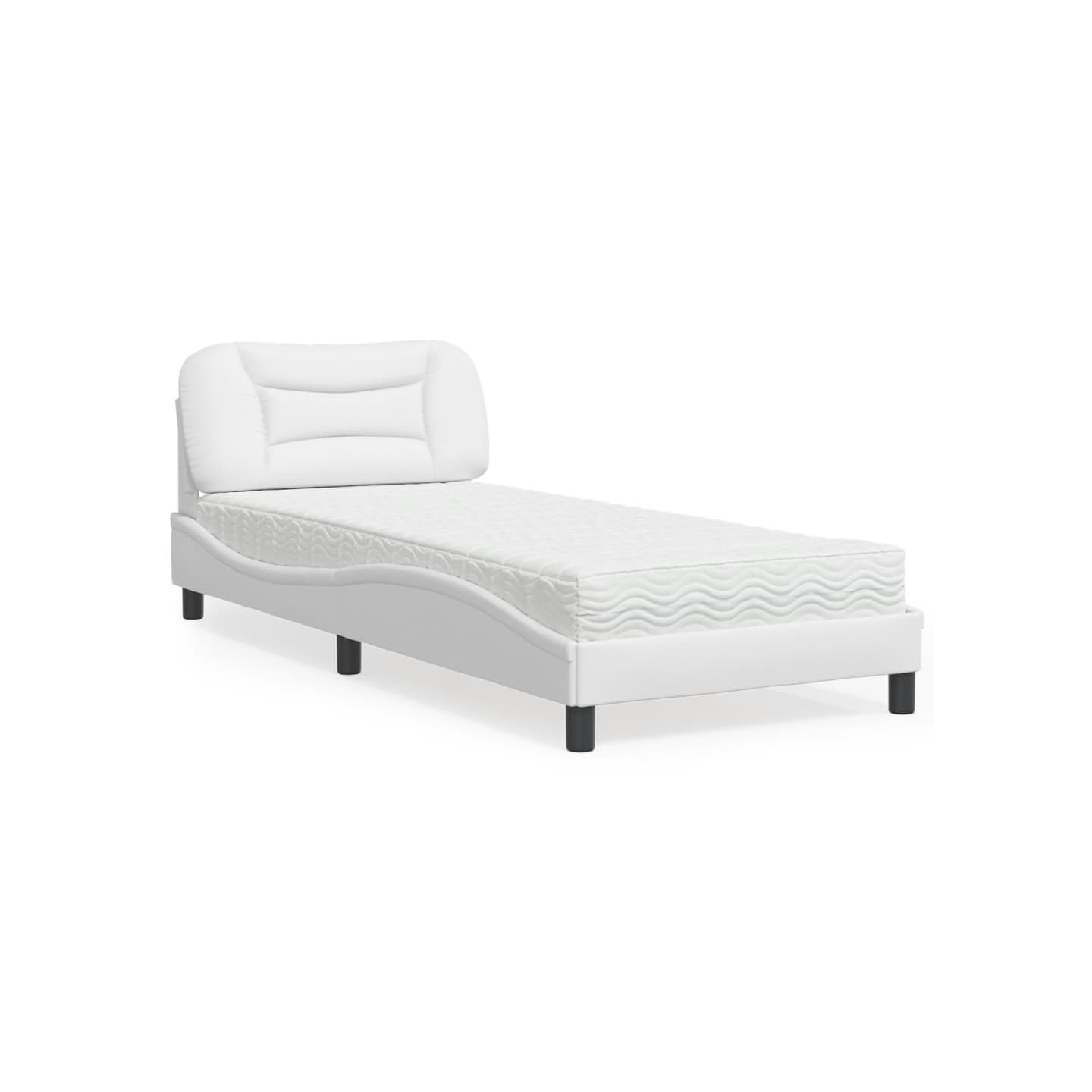 Lit avec matelas Hvar blanc 90x190 cm similicuir