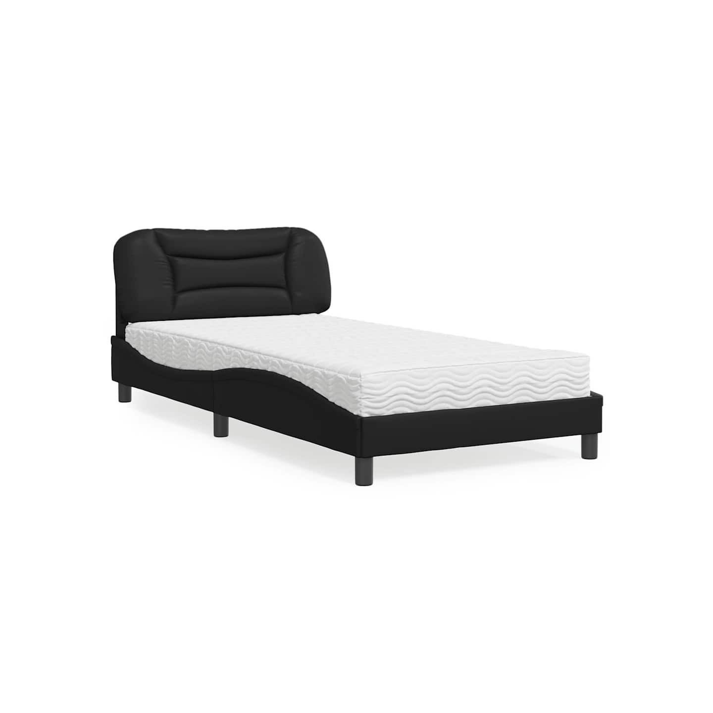 Lit avec matelas Hvar noir 100x200 cm similicuir