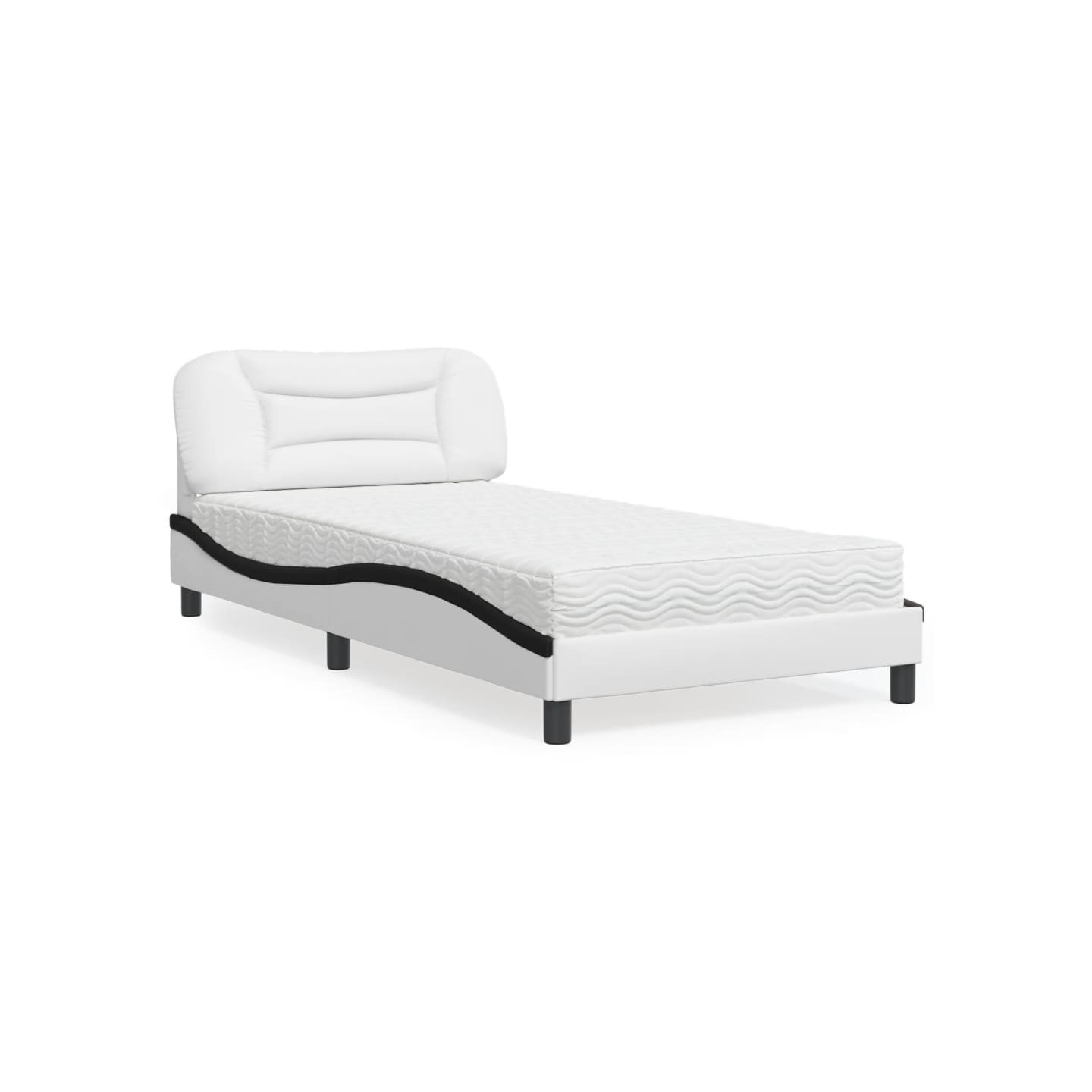 Lit avec matelas Hvar blanc et noir 100x200 cm similicuir