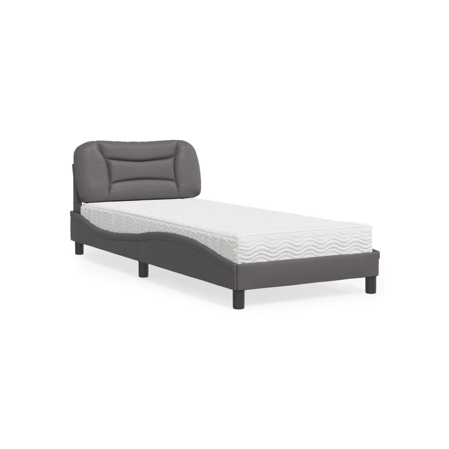 Lit avec matelas Hvar gris 90x190 cm similicuir