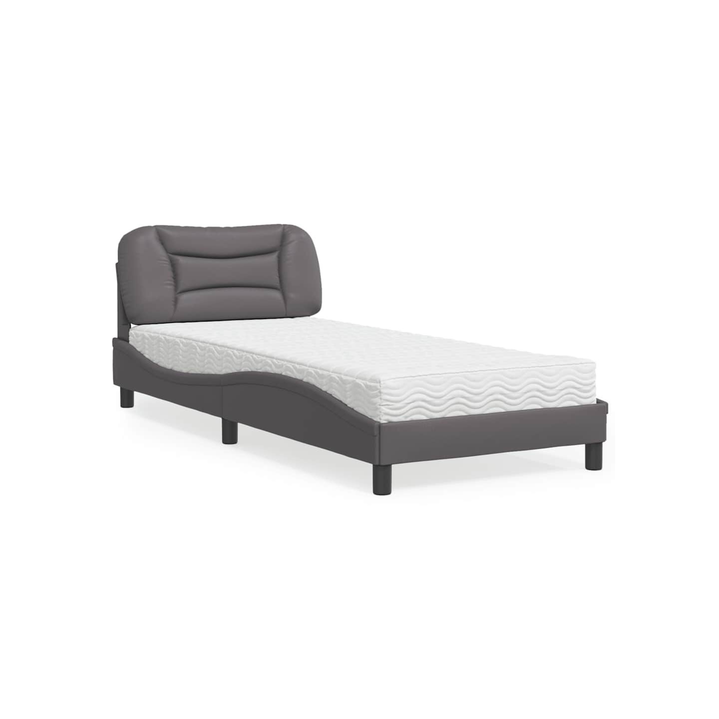 Lit avec matelas Hvar gris 90x200 cm similicuir