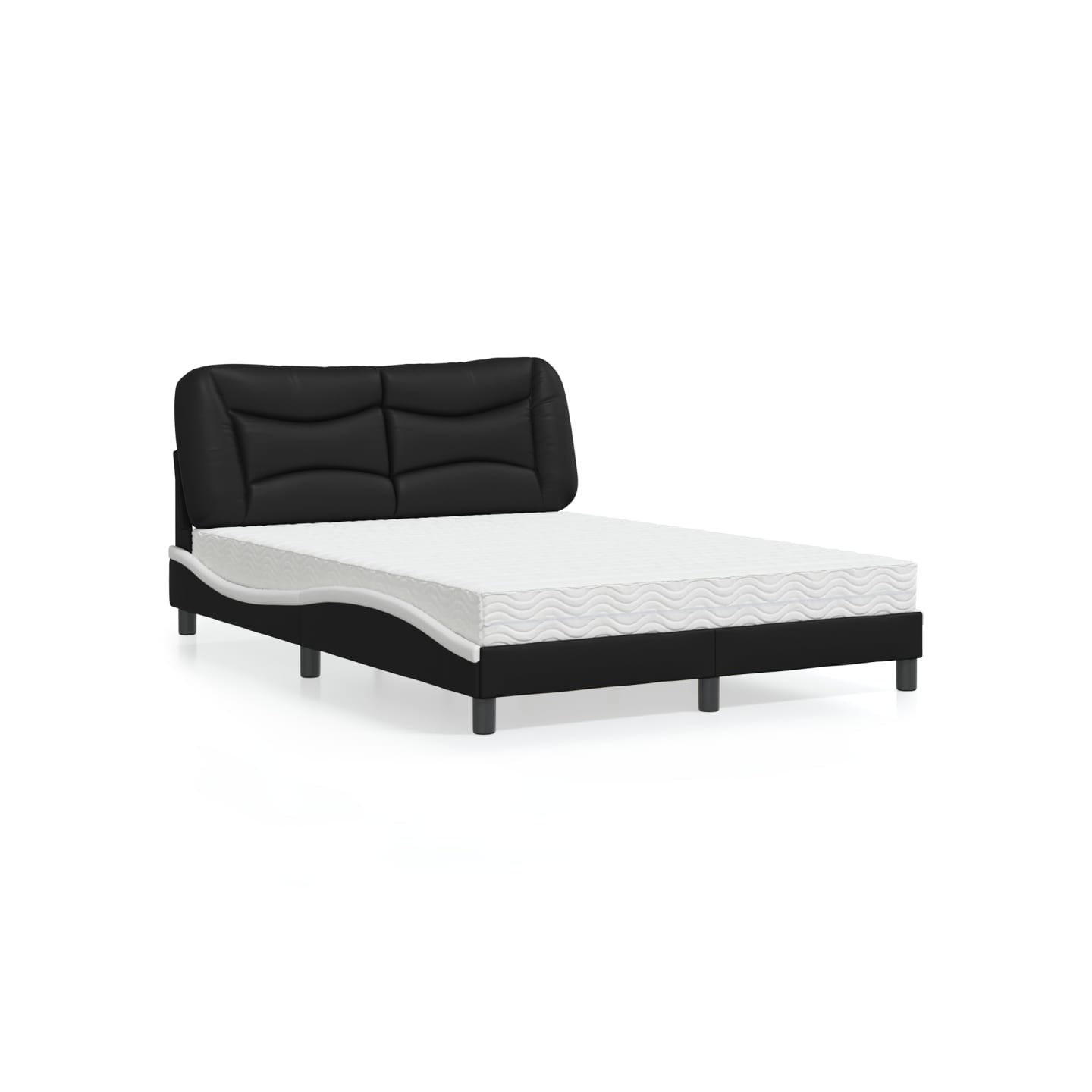 Lit avec matelas Hvar noir et blanc 120x200 cm similicuir