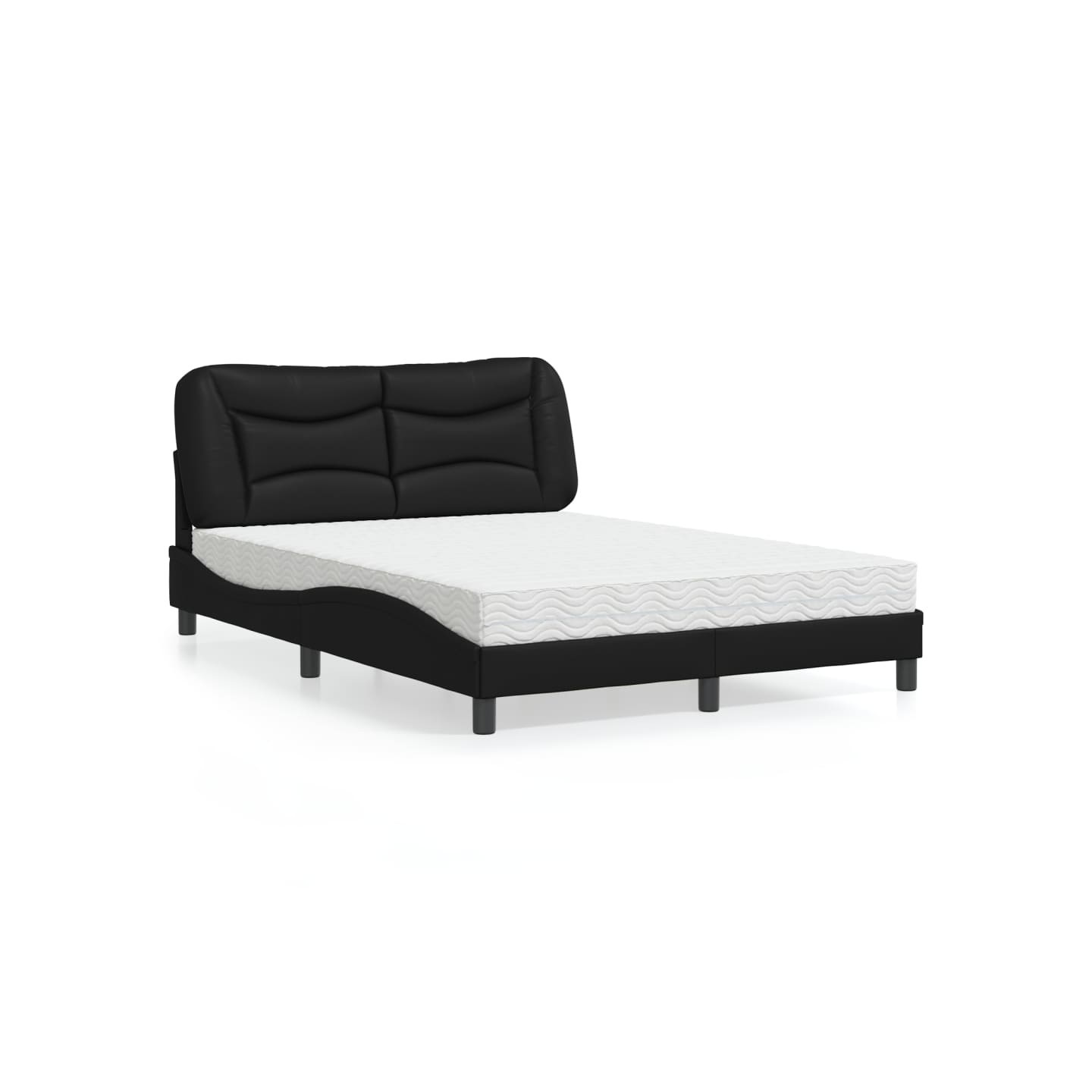 Lit avec matelas Hvar noir 120x200 cm similicuir