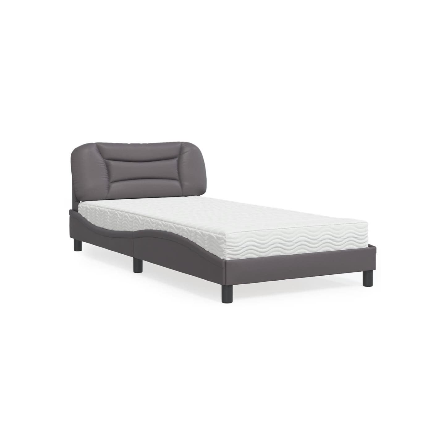 Lit avec matelas Hvar gris 100x200 cm similicuir