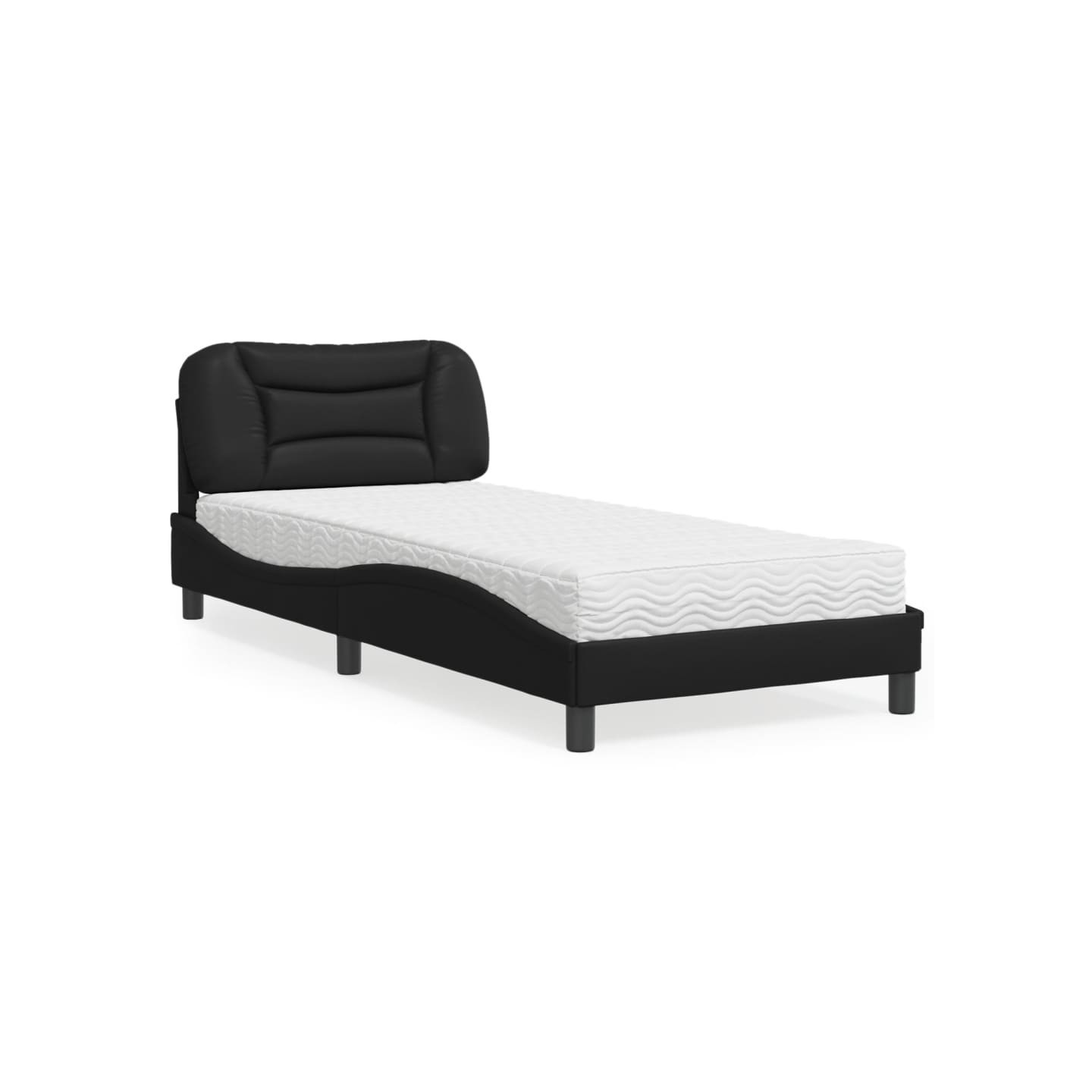 Lit avec matelas Hvar noir 90x200 cm similicuir
