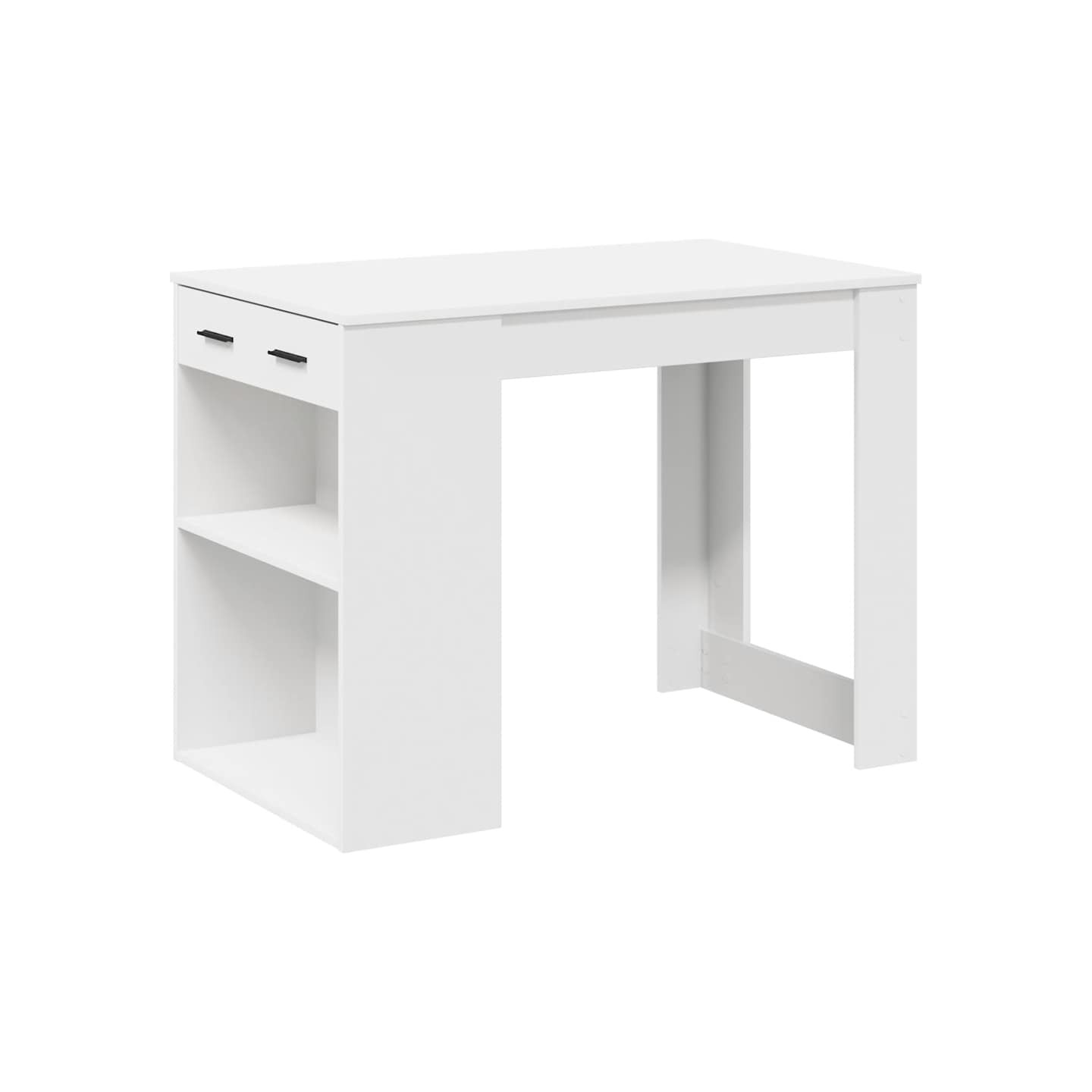 Bureau avec tiroir et étagère blanc bois d'ingénierie