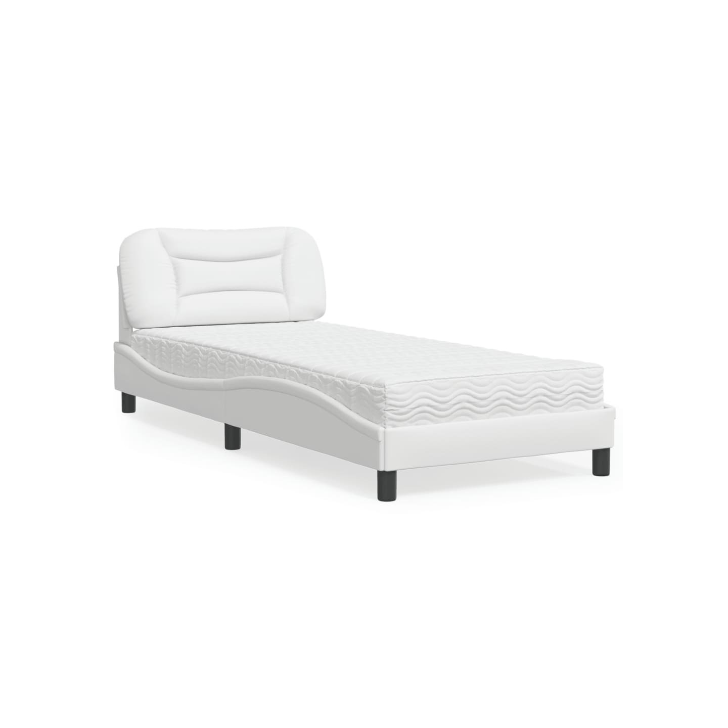 Lit avec matelas Hvar blanc 90x200 cm similicuir