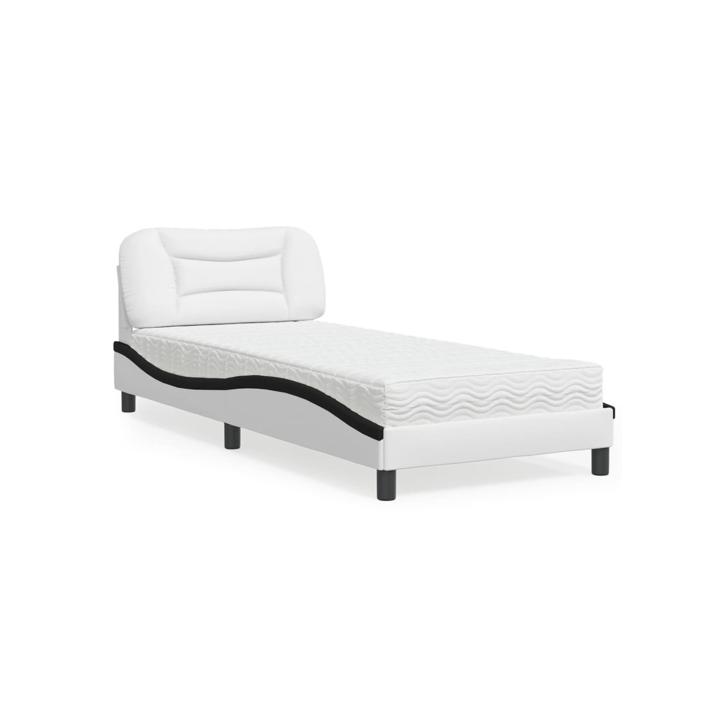 Lit avec matelas Hvar blanc et noir 90x200 cm similicuir