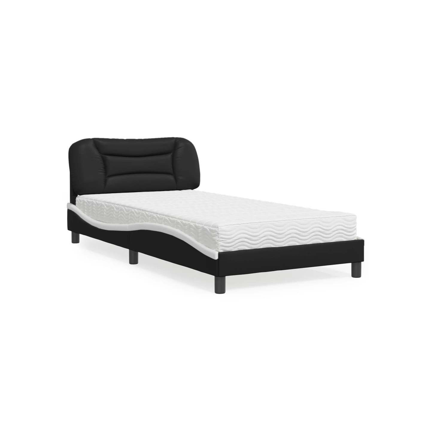 Lit avec matelas Hvar noir et blanc 100x200 cm similicuir