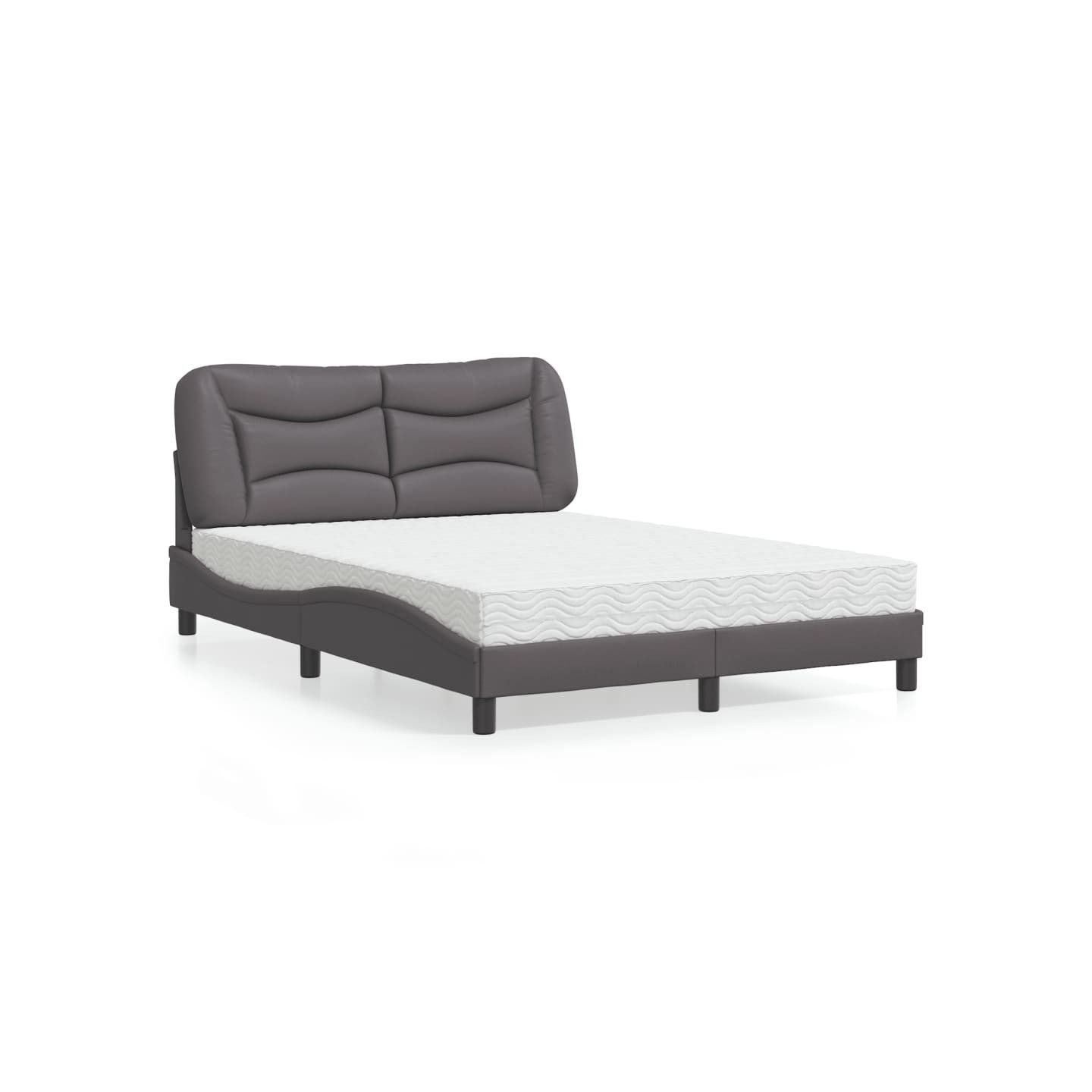 Lit avec matelas Hvar gris 140x200 cm similicuir
