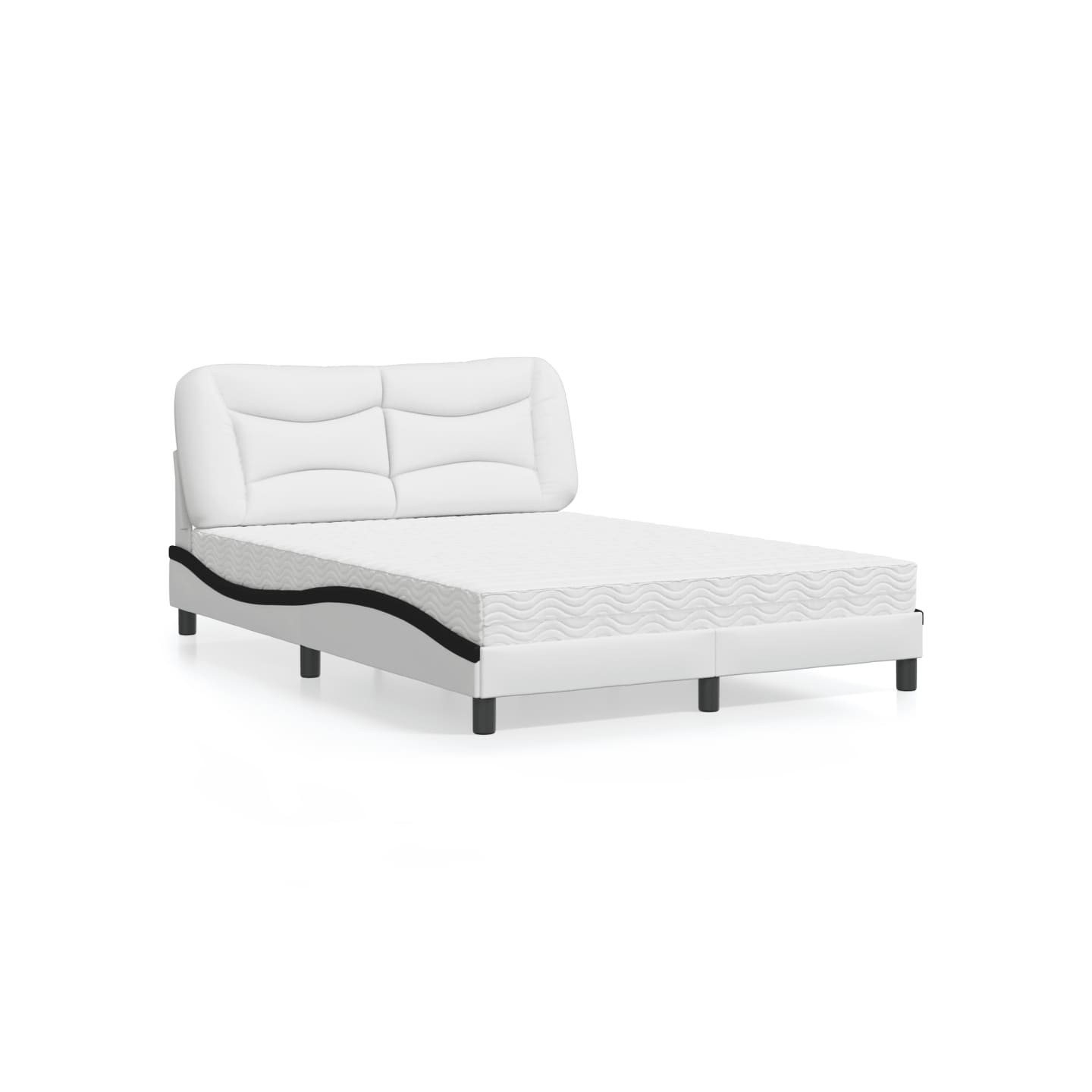 Lit avec matelas Hvar blanc et noir 140x190 cm similicuir