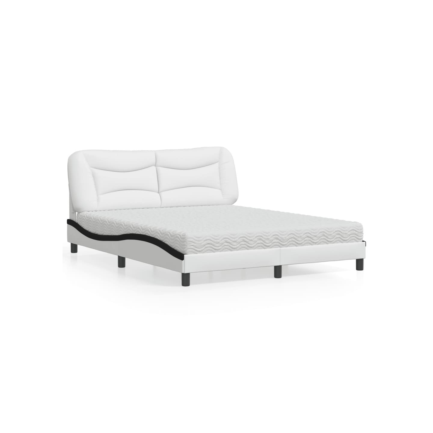 Lit avec matelas Hvar blanc et noir 160x200 cm similicuir