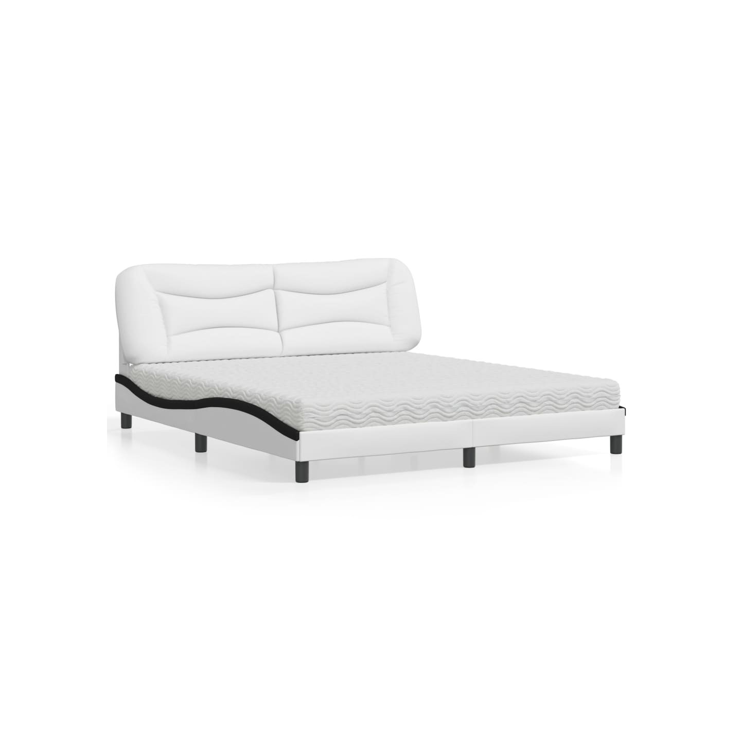 Lit avec matelas Hvar blanc et noir 180x200 cm similicuir