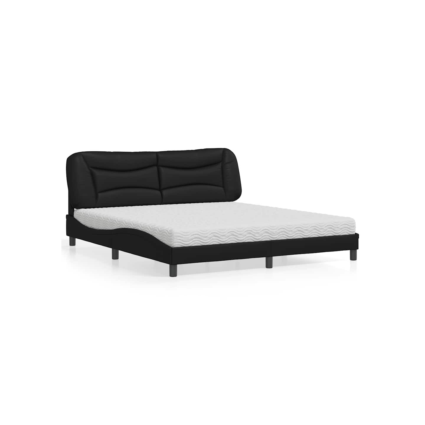 Lit avec matelas Hvar noir 180x200 cm similicuir