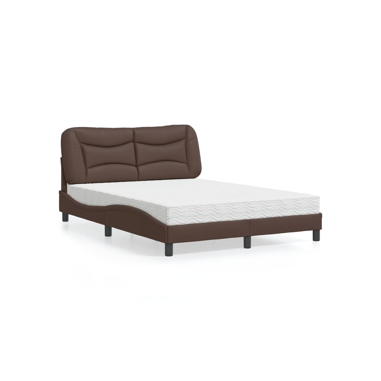 Lit avec matelas Hvar marron 140x190 cm similicuir