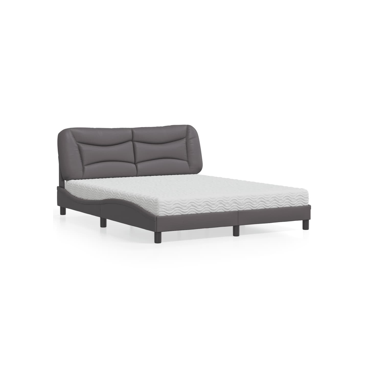 Lit avec matelas Hvar gris 160x200 cm similicuir