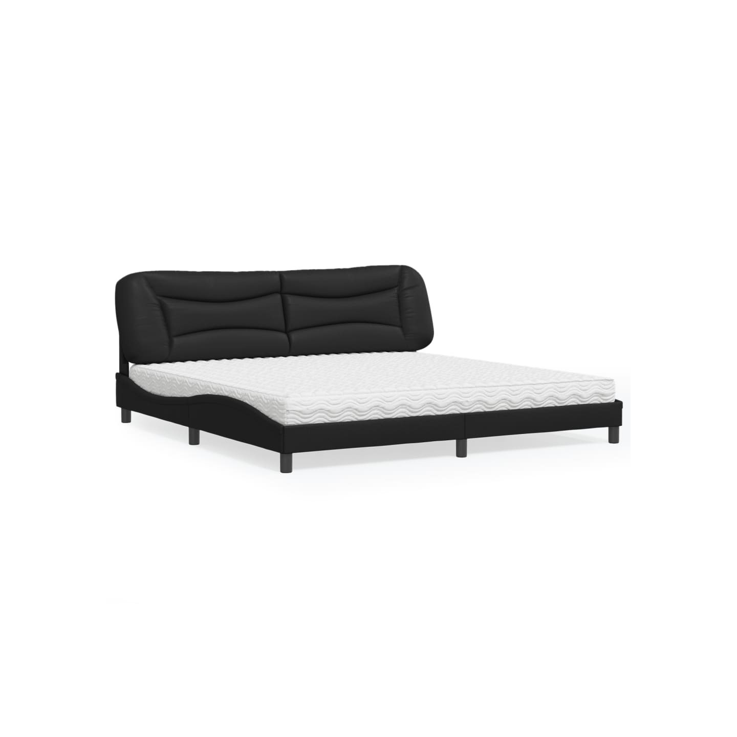 Lit avec matelas Hvar noir 200x200 cm similicuir