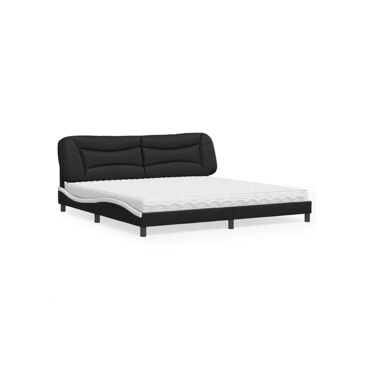 Lit avec matelas Hvar noir et blanc 200x200 cm similicuir