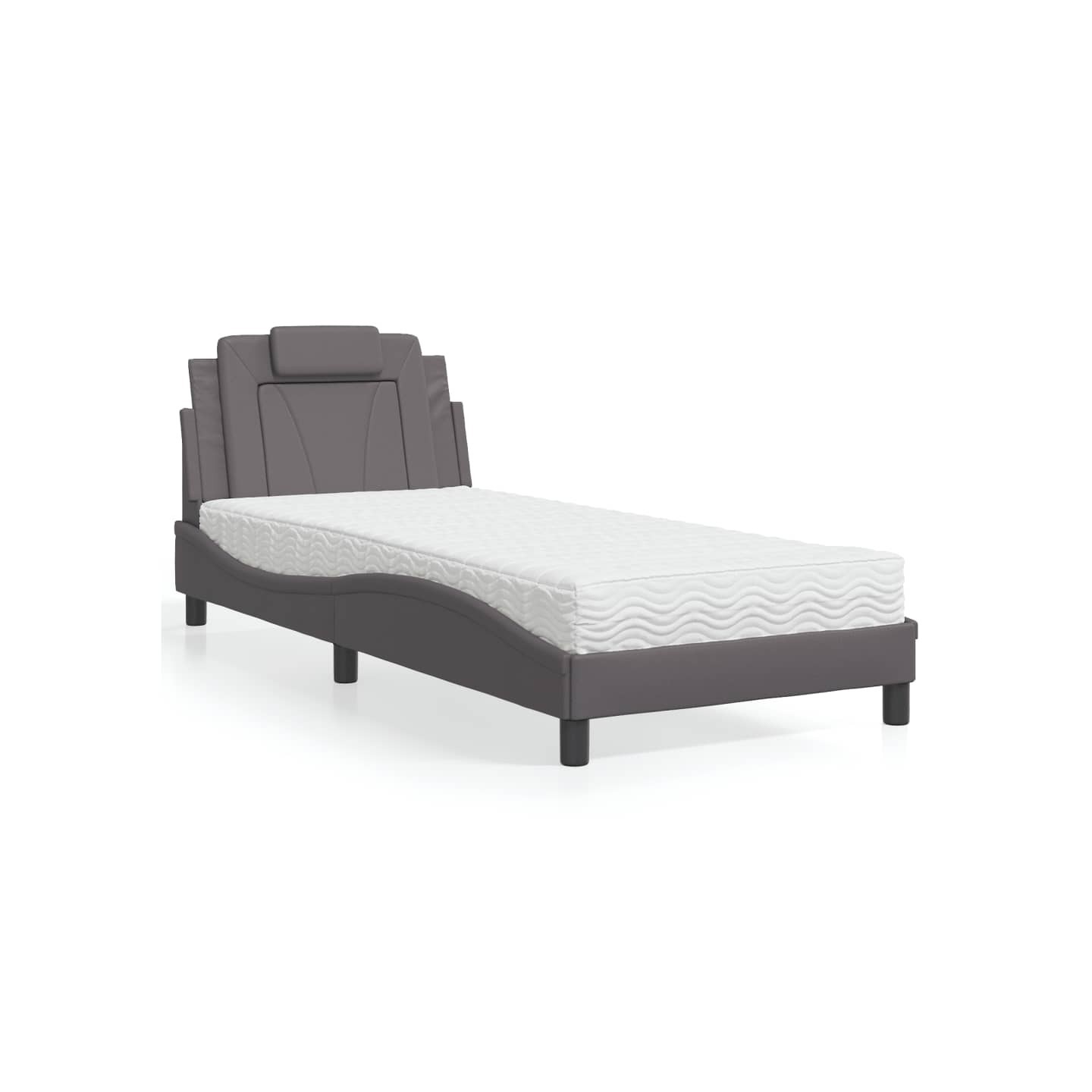 Lit Viana avec matelas gris 80x200 cm similicuir