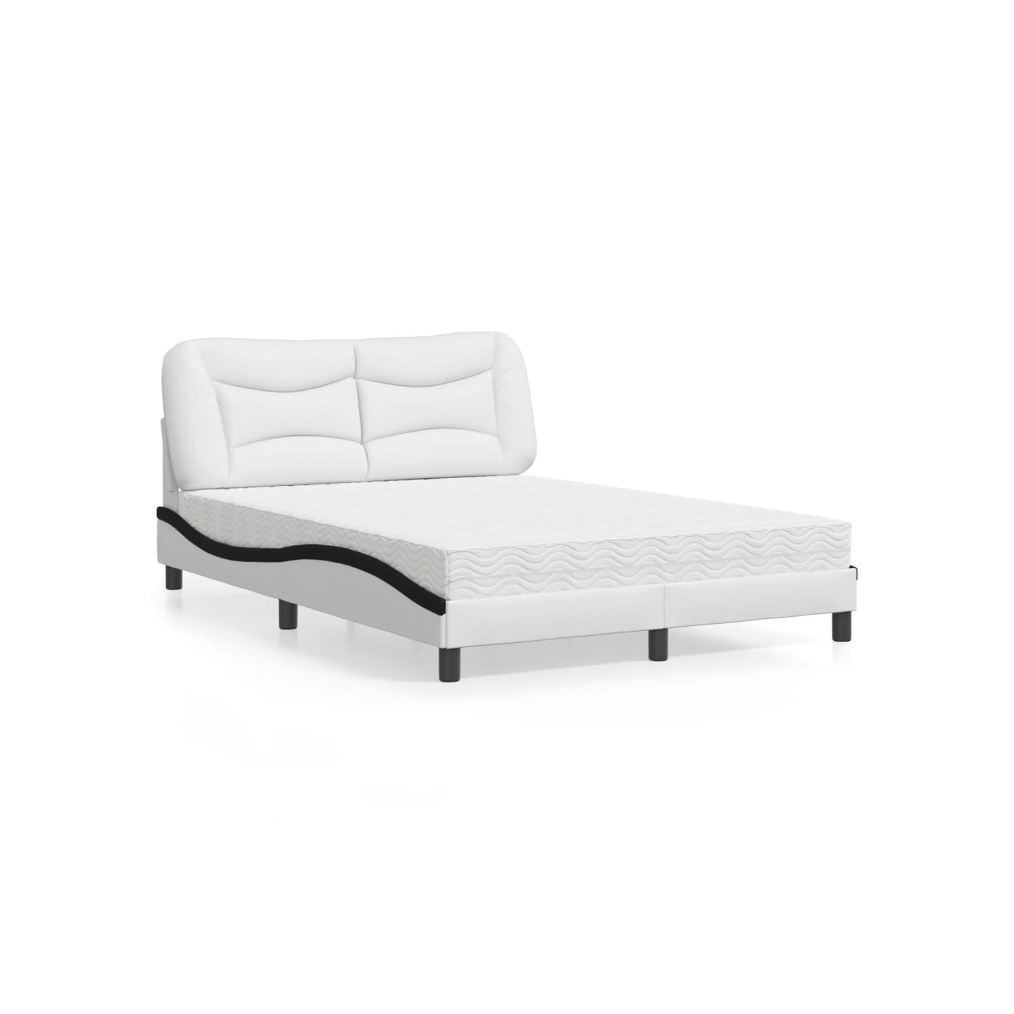 Lit avec matelas Hvar blanc et noir 140x200 cm similicuir