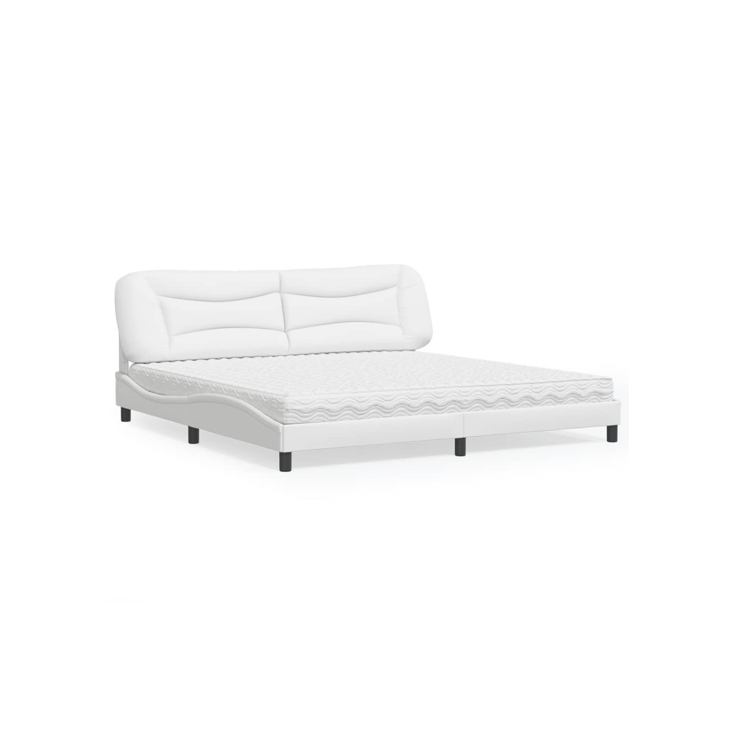 Lit avec matelas Hvar blanc 200x200 cm similicuir