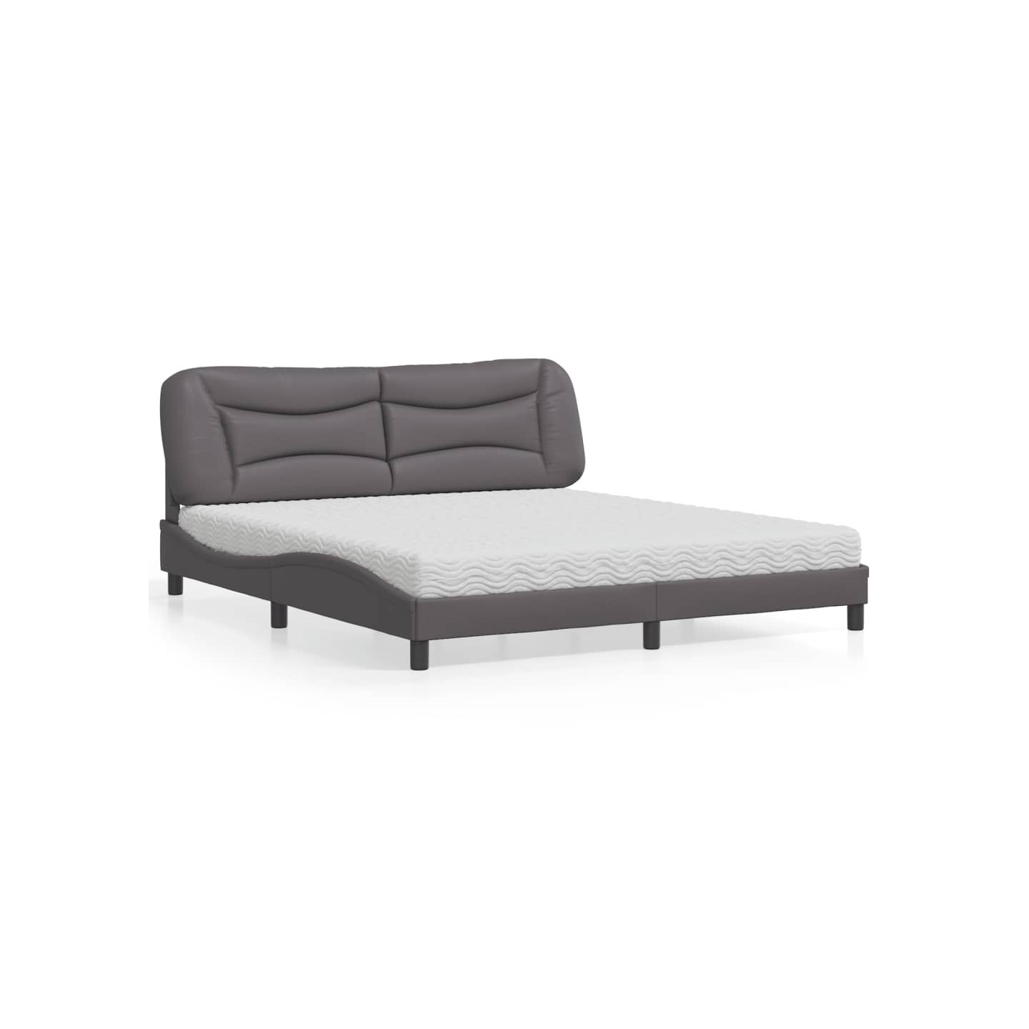 Lit avec matelas Hvar gris 180x200 cm similicuir