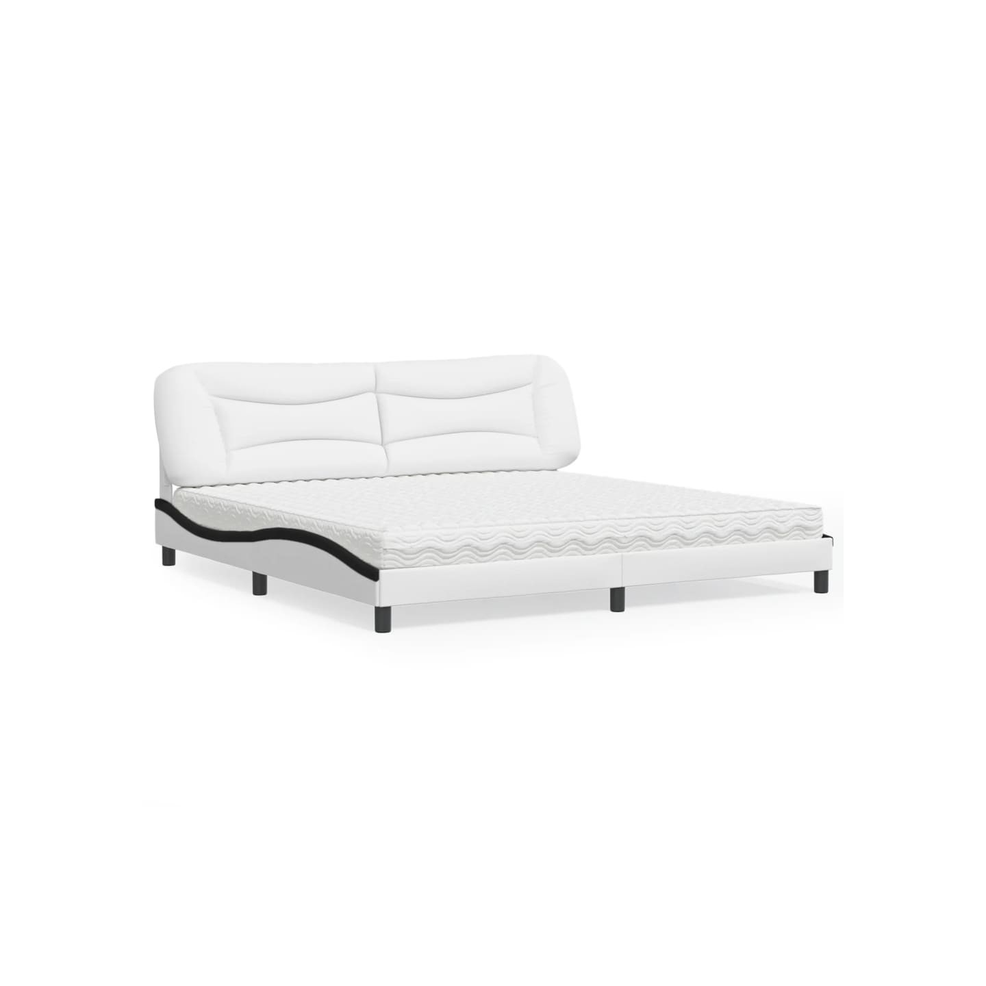 Lit avec matelas Hvar blanc et noir 200x200 cm similicuir