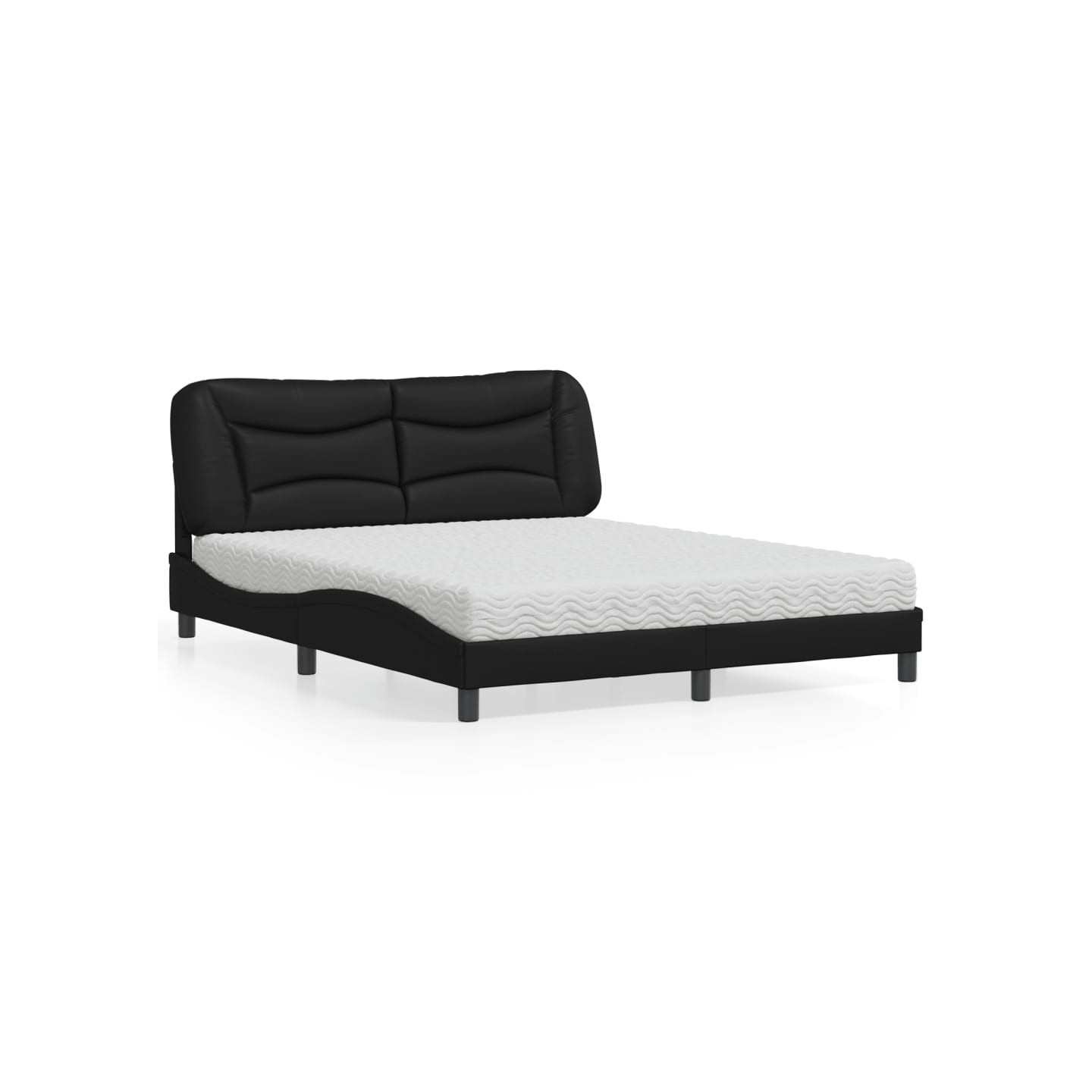 Lit avec matelas Hvar noir 160x200 cm similicuir