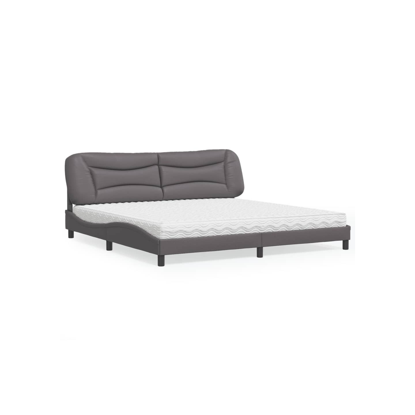 Lit avec matelas Hvar gris 200x200 cm similicuir
