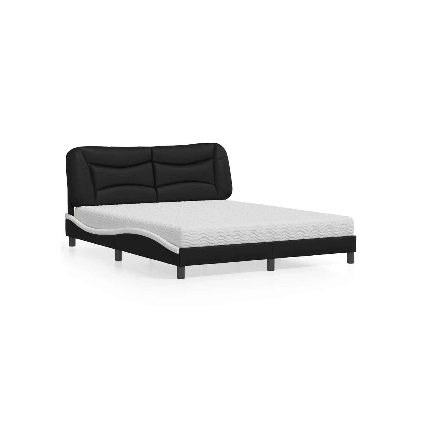 Lit avec matelas Hvar noir et blanc 160x200 cm similicuir