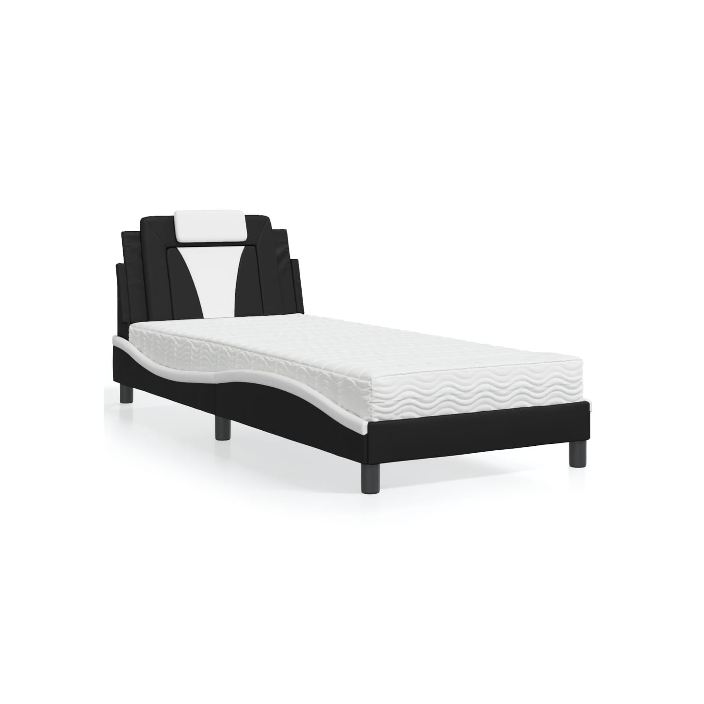 Lit Viana avec matelas noir et blanc 80x200 cm similicuir