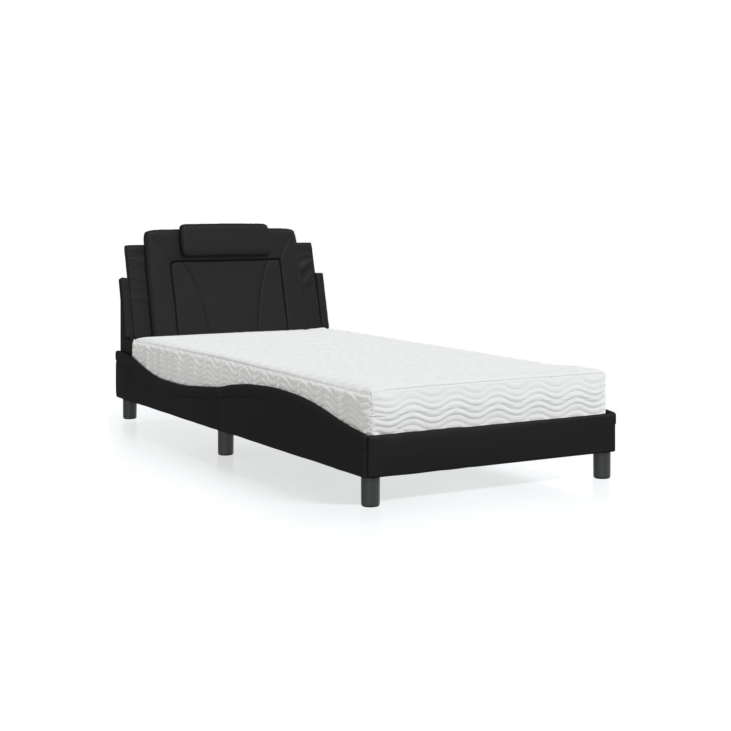 Lit Viana avec matelas noir 100x200 cm similicuir