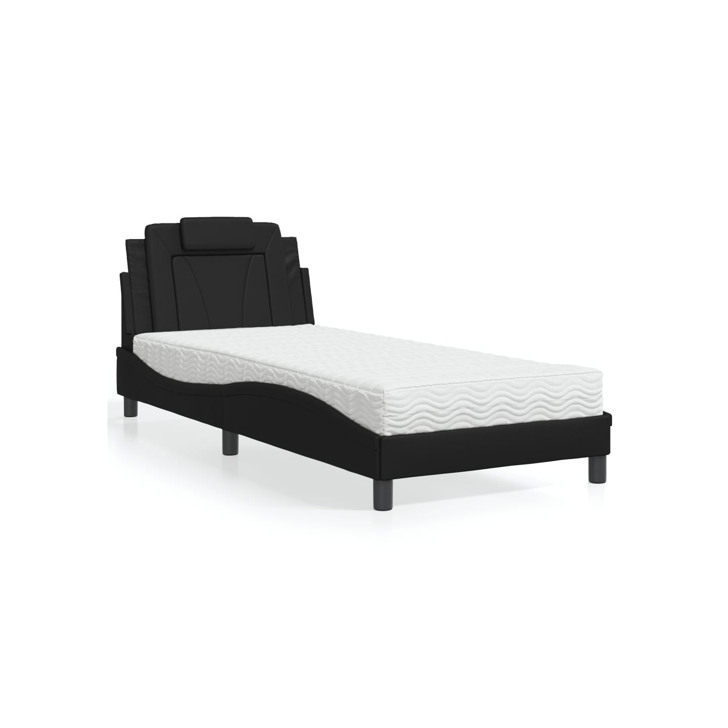 Lit Viana avec matelas noir 90x190 cm similicuir