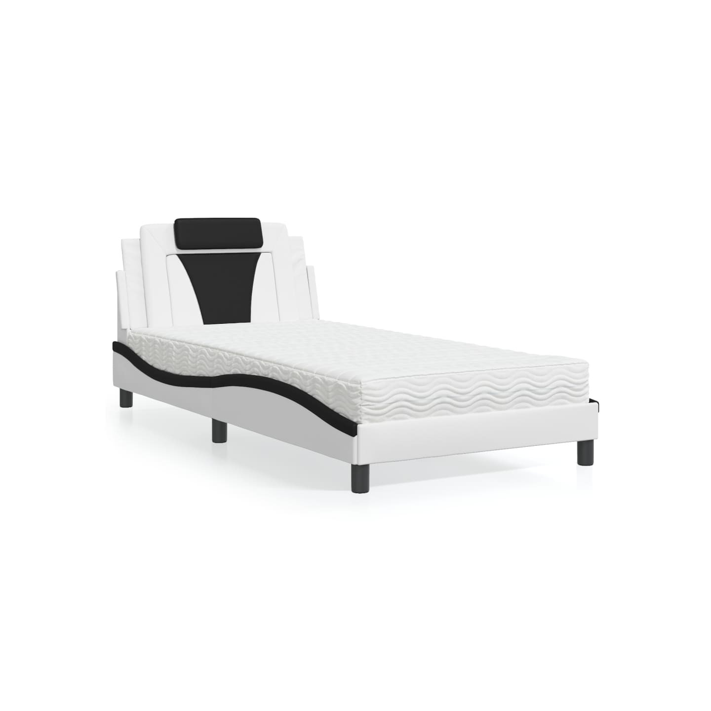Lit Viana avec matelas blanc et noir 100x200 cm similicuir