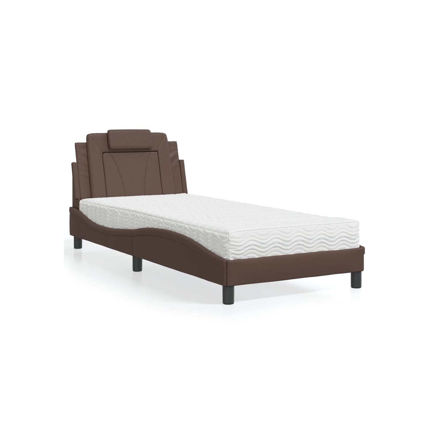 Lit Viana avec matelas marron 80x200 cm similicuir