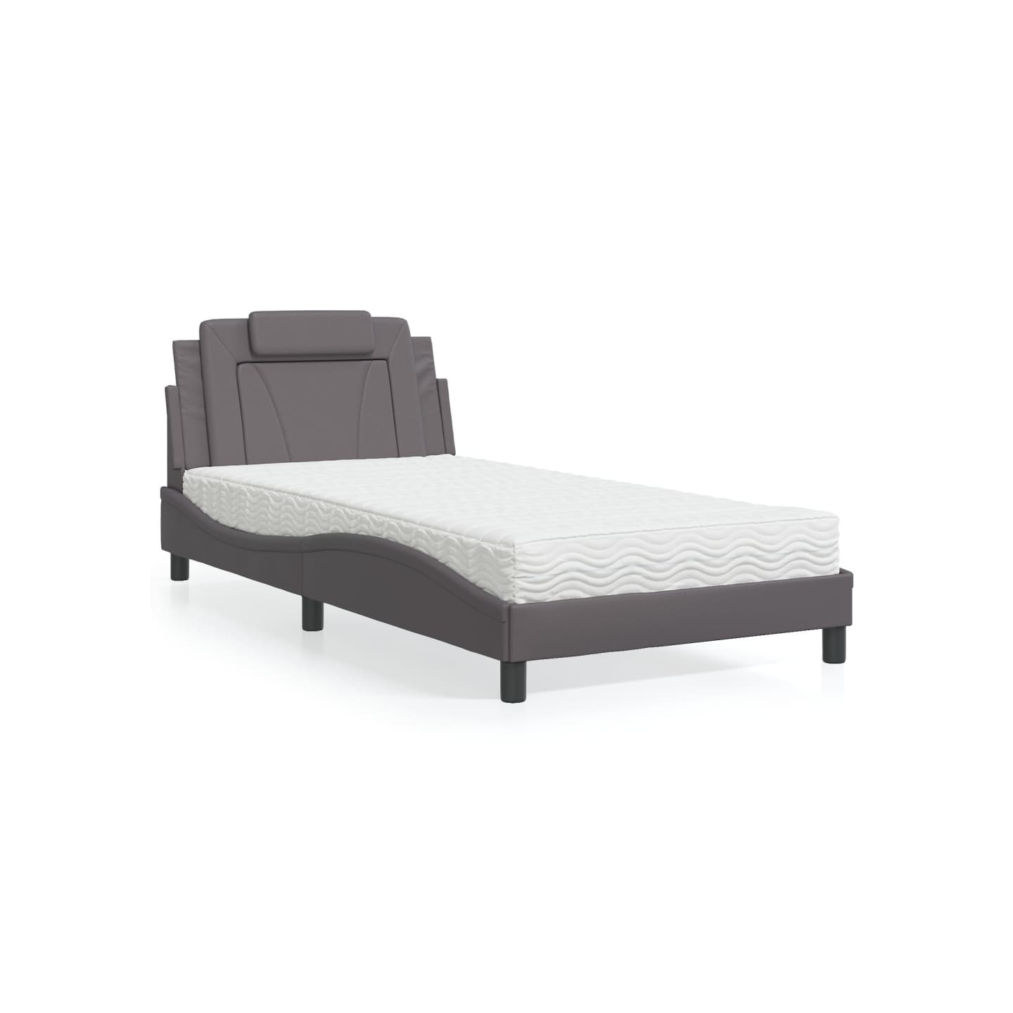 Lit Viana avec matelas gris 100x200 cm similicuir