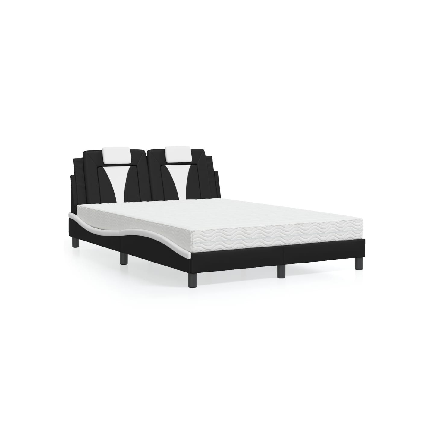 Lit Viana avec matelas noir et blanc 120x200 cm similicuir