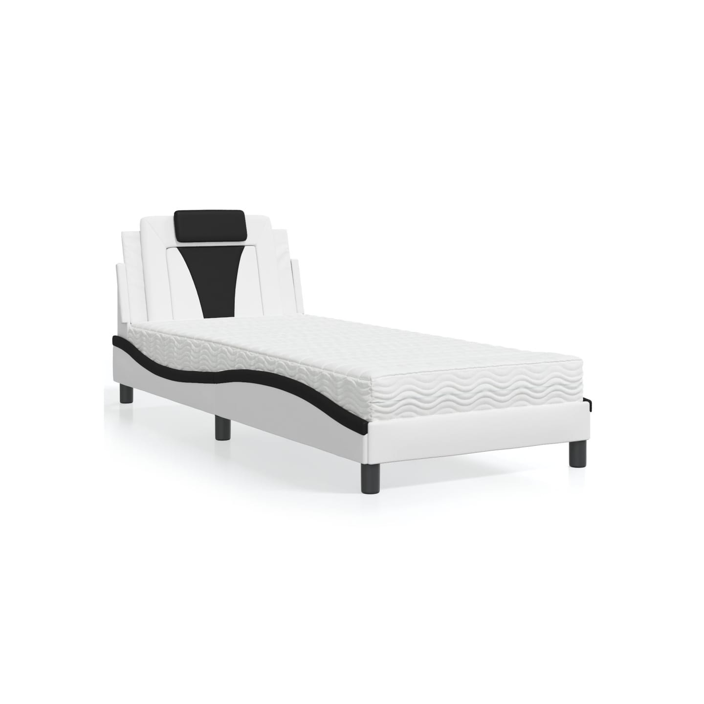 Lit Viana avec matelas blanc et noir 90x190 cm similicuir