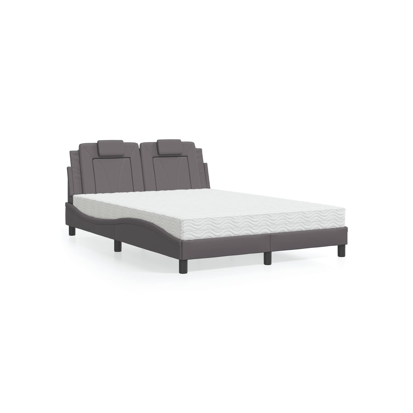 Lit Viana avec matelas gris 140x190 cm similicuir