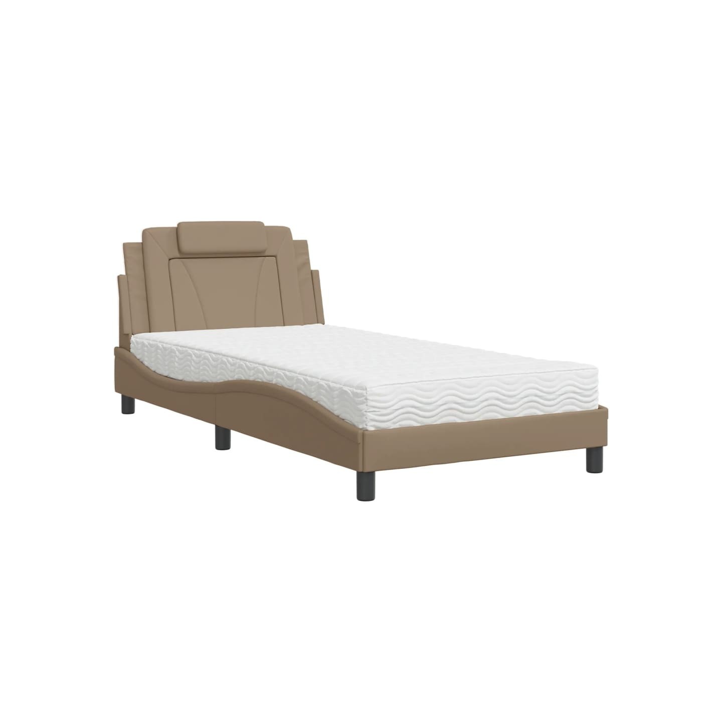 Lit Viana avec matelas cappuccino 100x200 cm similicuir